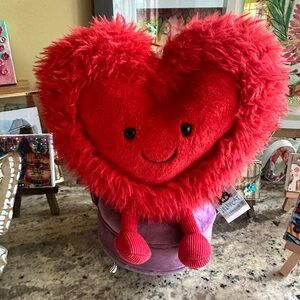 Jellycat Amuseable Beatie Red Heart Plush Pillow Pre-owned.